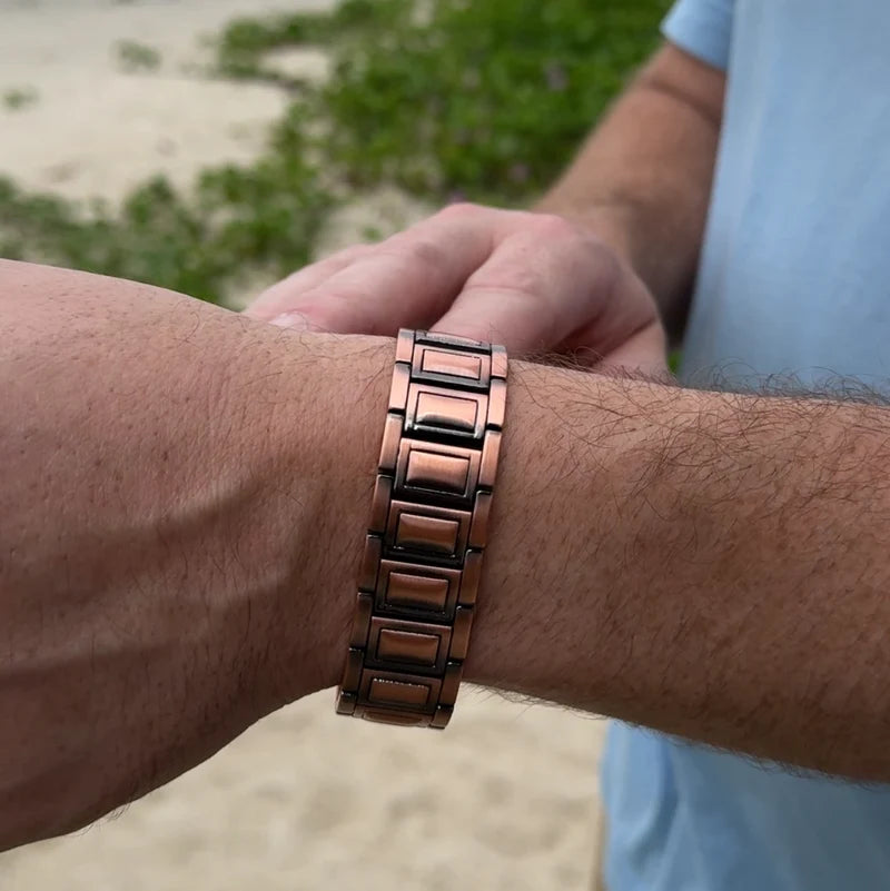 Bracelet Magnétique en Cuivre pour Homme - Triple Puissance