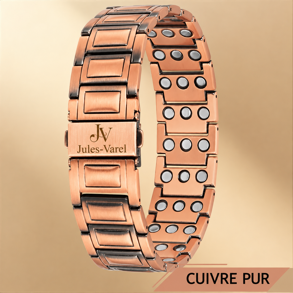 Bracelet Magnétique en Cuivre pour Homme - Triple Puissance