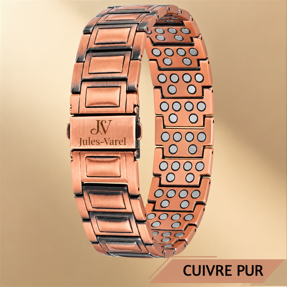Bracelet Magnétique en Cuivre pour Homme - Triple Puissance